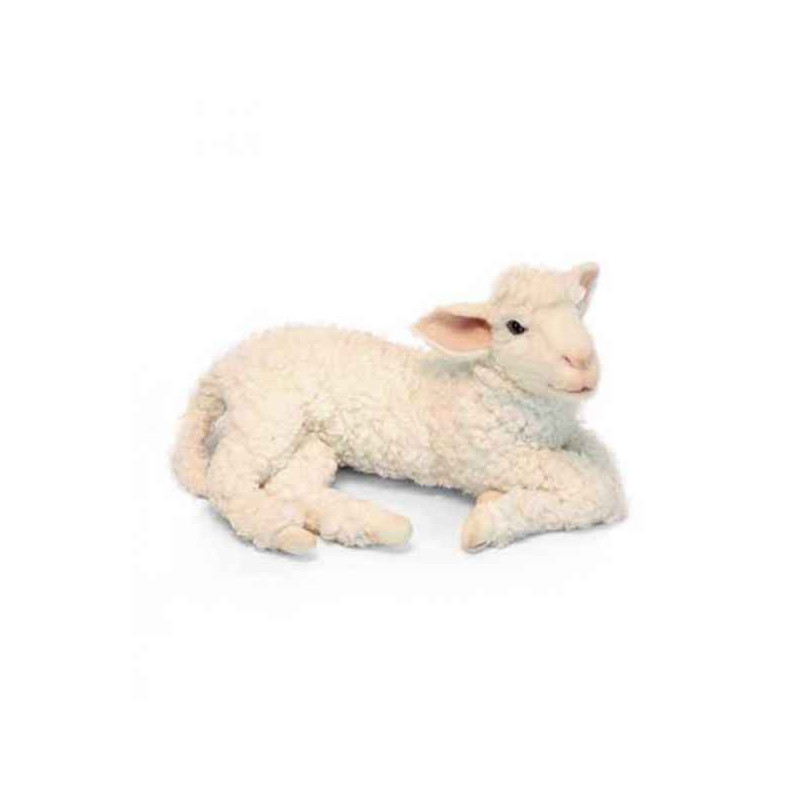 Animaux de la ferme Agneau blanc couché 33cml peluche animalière -6563