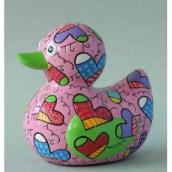 Décoration OiseauxStatuette canard hearts Britto Romero -B334276 Britto Romero