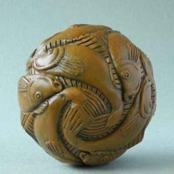 Statuette sphere with fish 3dMouseion -PA11ESC