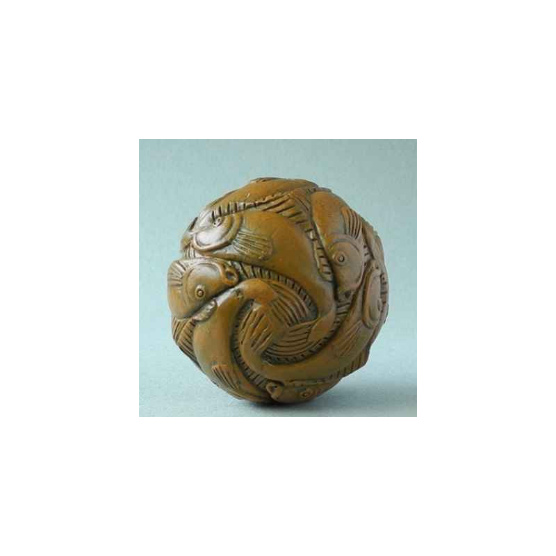 Statuette sphere with fish 3dMouseion -PA11ESC