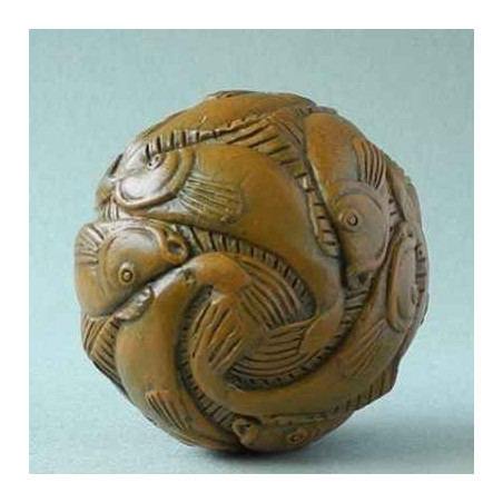 Statuette sphere with fish 3dMouseion -PA11ESC