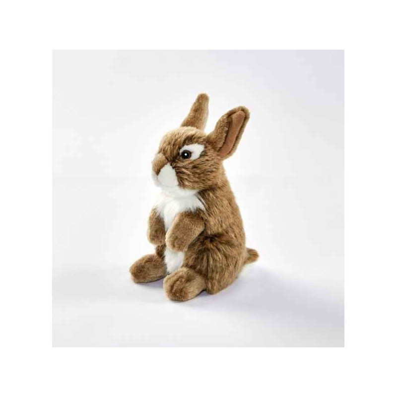 Animaux de la ferme Lapin brun assis 17cmh peluche animalière -1707