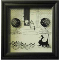 Animaux-Bois-Animaux-Bronzes.com propose Chat Cadre d'ombre la promenade Dubout -DUB203
