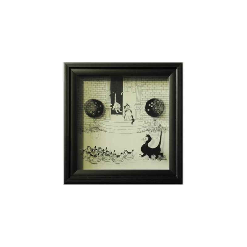 Animaux-Bois-Animaux-Bronzes.com propose Chat Cadre d'ombre la promenade Dubout -DUB203