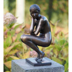 Décoration Statuette bronze personnage Femme accroupie bronze -AN0512BR-B