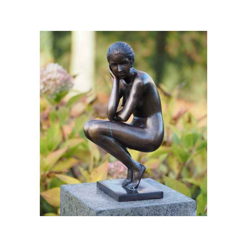 Décoration Statuette bronze personnage Femme accroupie bronze -AN0512BR-B