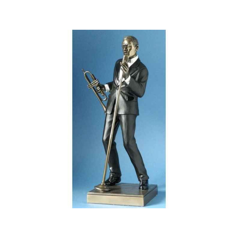 Décoration Statue résine Chanteur de Jazz avec trompette -WU76546B
