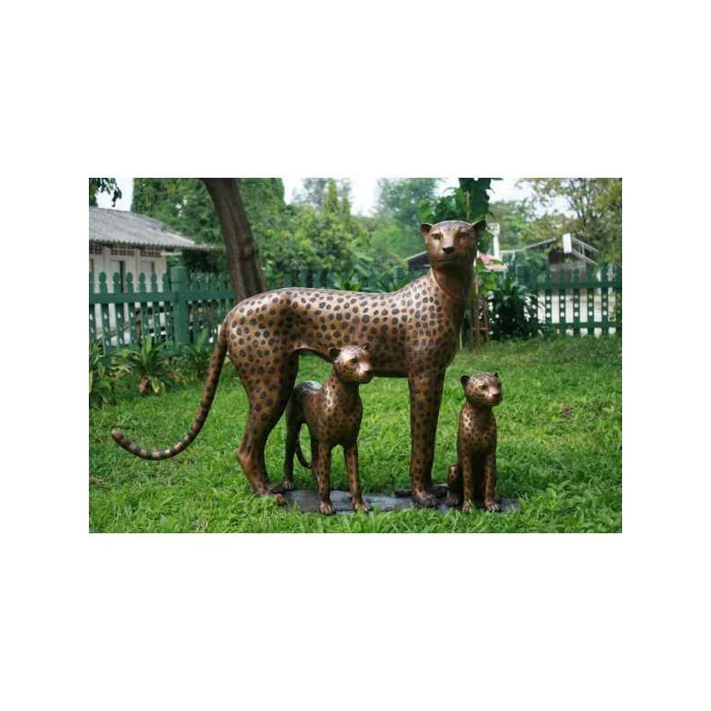 Félin Guépard famille de cheetah's bronze -B1128