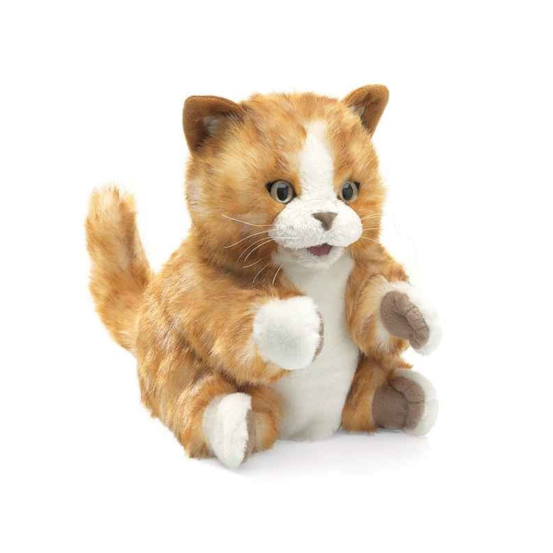 Marionnette Peluche Chaton Brun Orange Folkmanis -2845