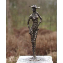 Décoration Statuette bronze personnage Femme avec chapeau moderne bronze -AN1971BR-BI