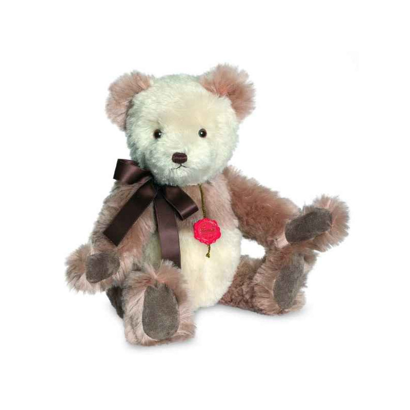 Ours teddy bear nostalgique blanc -rosé 45 cm avec bruiteur Hermann  -16645 0