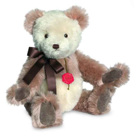 Animaux-Bois-Animaux-Bronzes propose Ours teddy bear nostalgique blanc-rosé 45 cm avec bruiteur Hermann -16645 0