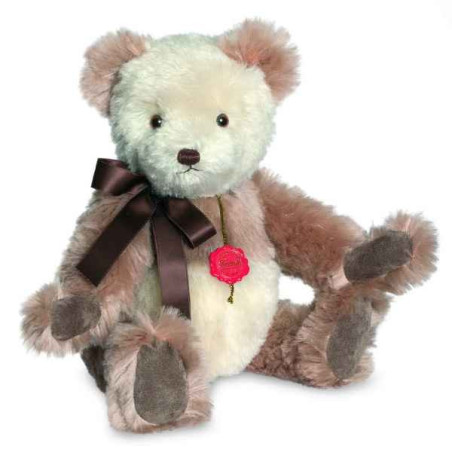 Ours teddy bear nostalgique blanc -rosé 45 cm avec bruiteur Hermann  -16645 0