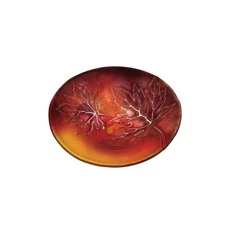 Objet de collection en verre Feuilles d'érable rouges , bol, Mats Jonasson -55921 dans animaux-bois-animaux-bronzes