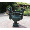 Décoration Statuette bronze personnage Vase avec 2 anges -B343