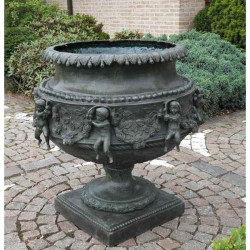 Décoration Statuette bronze personnage Grand vase avec anges -B438