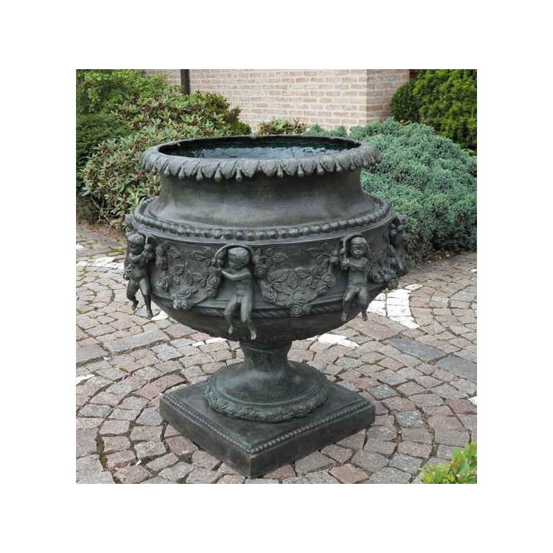 Décoration Statuette bronze personnage Grand vase avec anges -B438