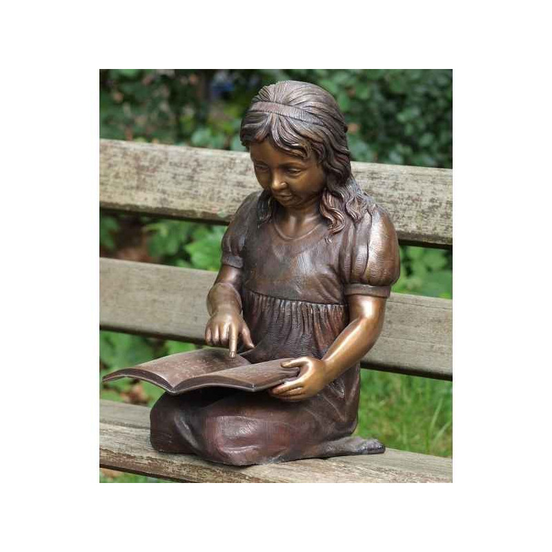 Décoration Statuette bronze personnage Fille lisant -B968