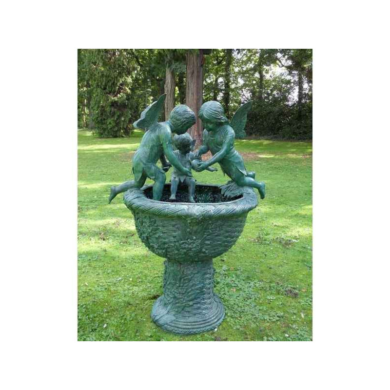 Décors Animaux en Bronze Fontaine avec 3 anges -B853