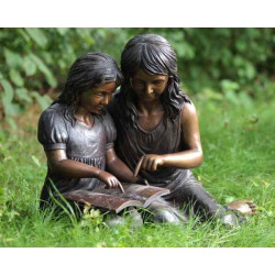 Décoration Statuette bronze personnage Filles avec tronc d'arbre -B965
