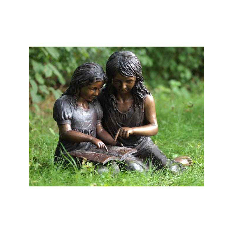 Décoration Statuette bronze personnage Filles avec tronc d'arbre -B965