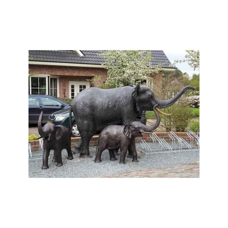 Décoration Statuette bronze personnage Couple d'éléphants -B944
