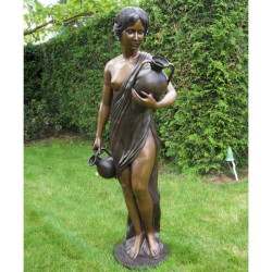 Décoration Statuette bronze personnage Antonia avec 2 cruches -B317