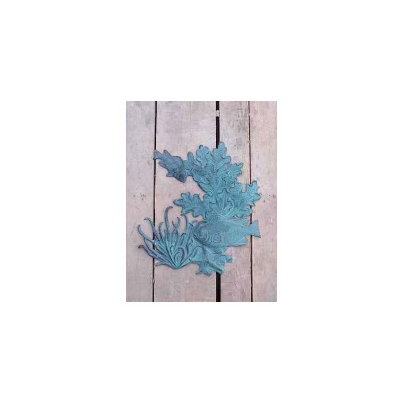 Animaux-Bois-Animaux-Bronzes propose Poisson/corail decoration murale -HW1082BR-V