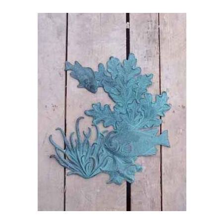 Animaux-Bois-Animaux-Bronzes propose Poisson/corail decoration murale -HW1082BR-V