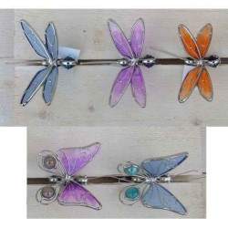 Décors Animaux en métal Ass, 24 pcs papillons et lebellules tige -GD333