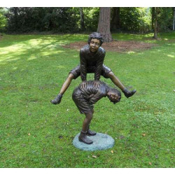 Décoration Statuette bronze personnage 2 enfants jouant -B746