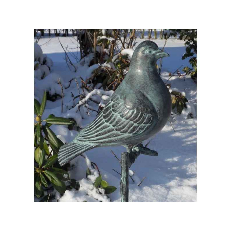 Décoration OiseauxPigeon sur tige -GA0877BR-V Bronze-Th par Web summum