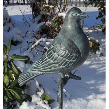 Décoration OiseauxPigeon sur tige -GA0877BR-V Bronze-Th par Web summum