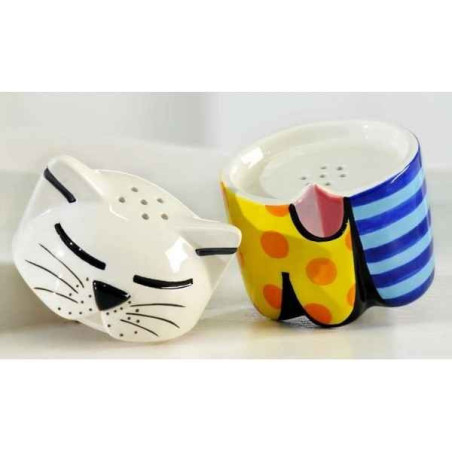 Animaux-Bois-Animaux-Bronzes.com propose Sel et poivre Chat design set Britto Romero -B330311