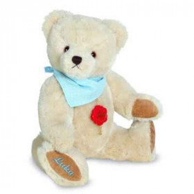 Peluche ours teddy original tissu bleu avec broderie 28 cm Hermann   18204 7