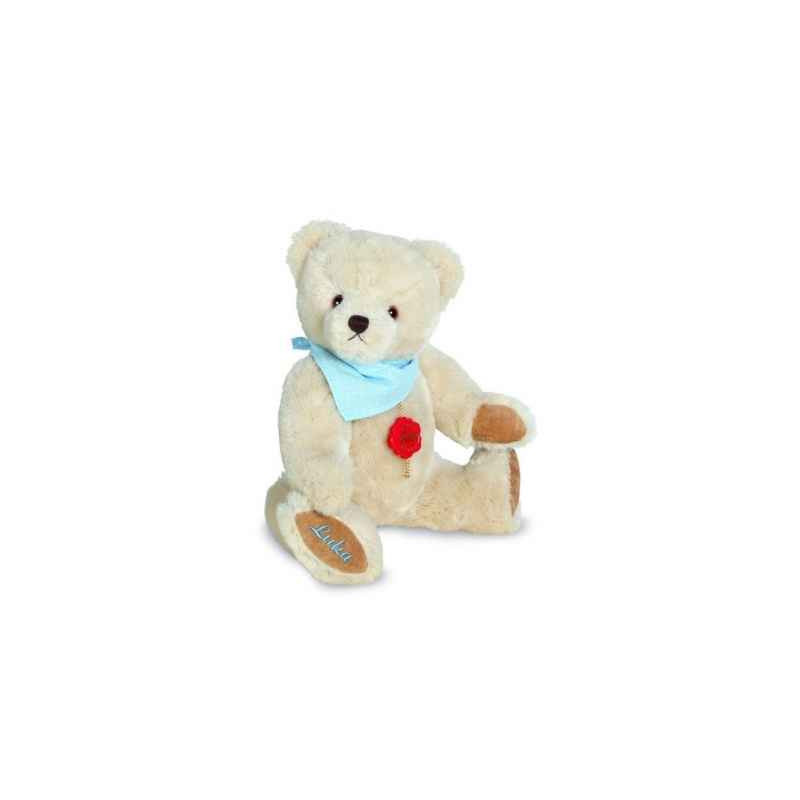 Peluche ours teddy original tissu bleu avec broderie 28 cm Hermann   18204 7