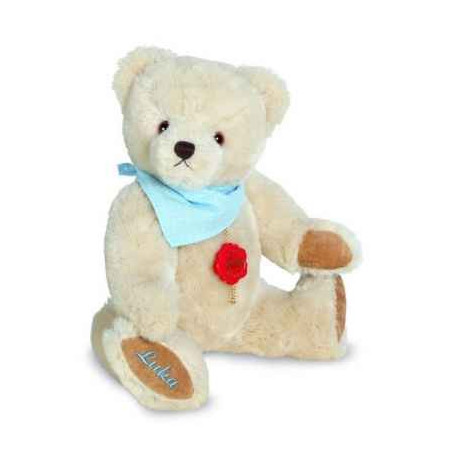 Peluche ours teddy original tissu bleu avec broderie 28 cm Hermann   18204 7