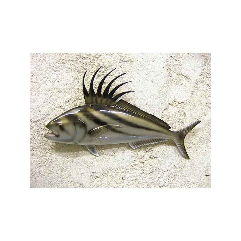 Animaux-Bois-Animaux-Bronzes propose Petite sculpture relief Poisson coq -PSR008