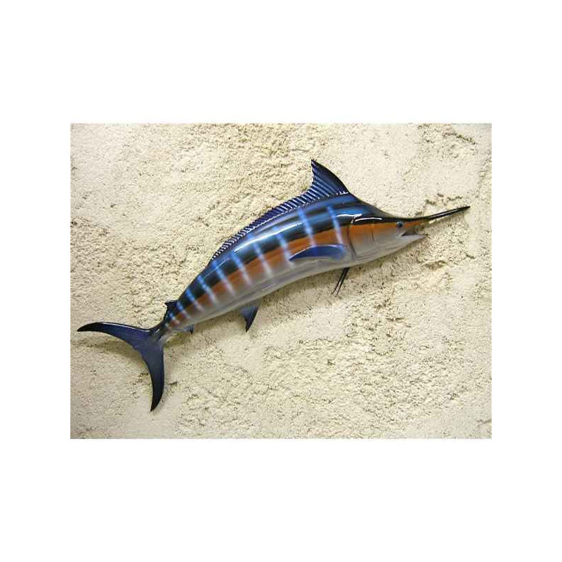 Animaux-Bois-Animaux-Bronzes propose Petite sculpture relief Marlin bleu -PSR007