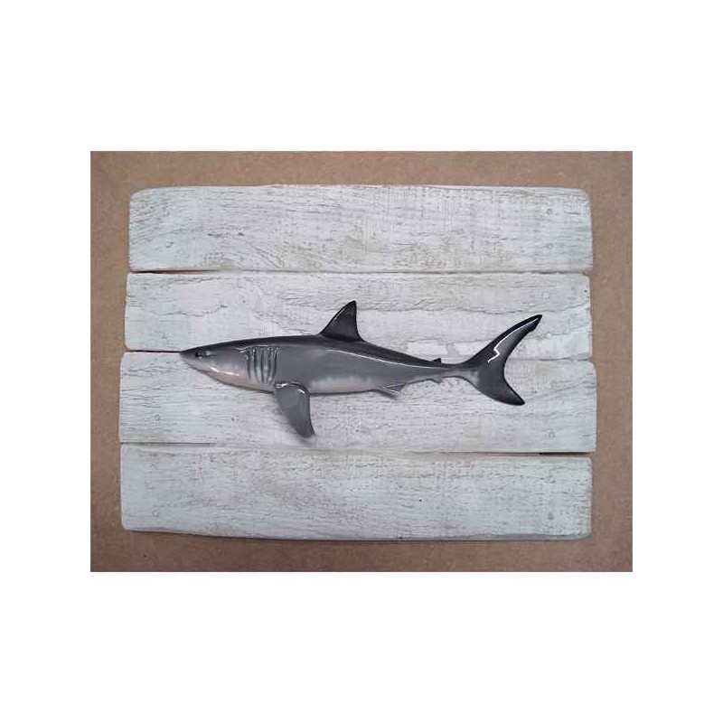 Animaux-Bois-Animaux-Bronzes propose Décors poisson des tropiques Grand requin blanc -CADR36