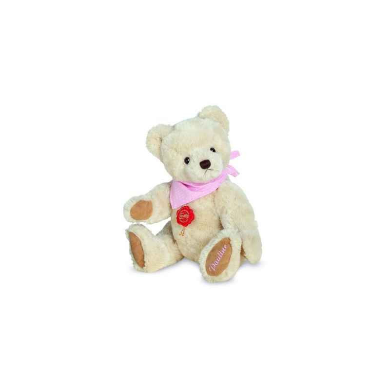 Animaux-Bois-Animaux-Bronzes propose Peluche ours teddy original tissu rose avec broderie 28 cm Hermann -18205 4