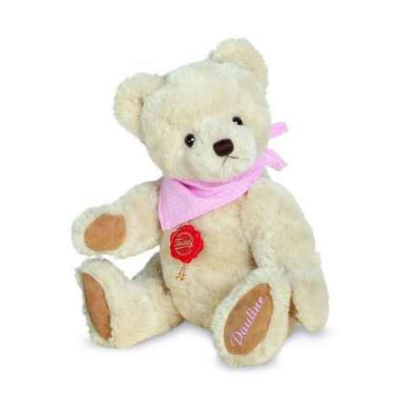 Peluche ours teddy original tissu rose avec broderie 28 cm Hermann   18205 4