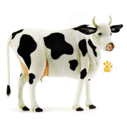 Animaux de la ferme Vache noire et blanche peluche animalière -6018