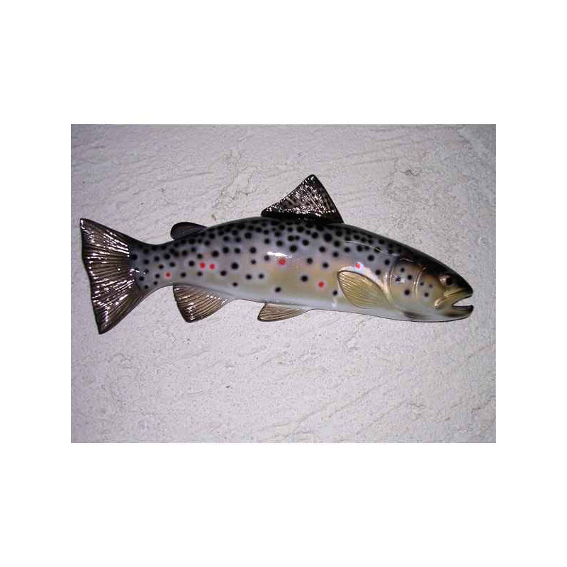 Animaux-Bois-Animaux-Bronzes propose Poisson Truite fario sculpture murale -MSR010