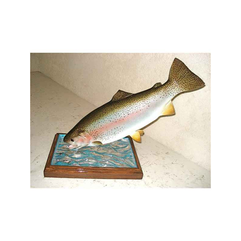 Animaux-Bois-Animaux-Bronzes propose Trophée poisson d'eau douce  Truite arc en ciel -TRDF12
