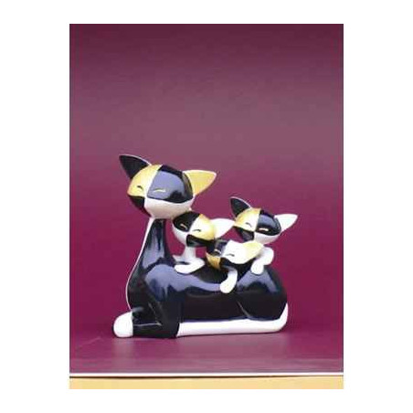 Animaux-Bois-Animaux-Bronzes.com propose Le Chat Queenie + Quinta + Quiana Questa W, GW03