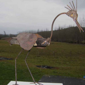 Oiseau en bois flotté avec ailes métal Terre Sauvage  -DO07