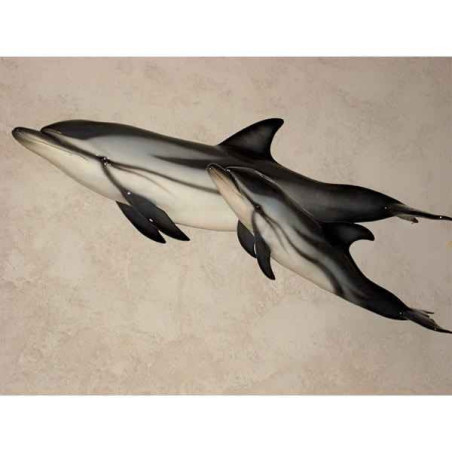 Animaux-Bois-Animaux-Bronzes propose Trophée mammifère marin  Dauphin bleu et blanc -TRDF24