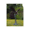 Sculpture grand aigle sur tronc d'arbre en bronze thermobrass  -b1243