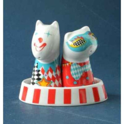 Animaux-Bois-Animaux-Bronzes propose Figurine sel et poivre chien et chat carnival de top choice -PTC089